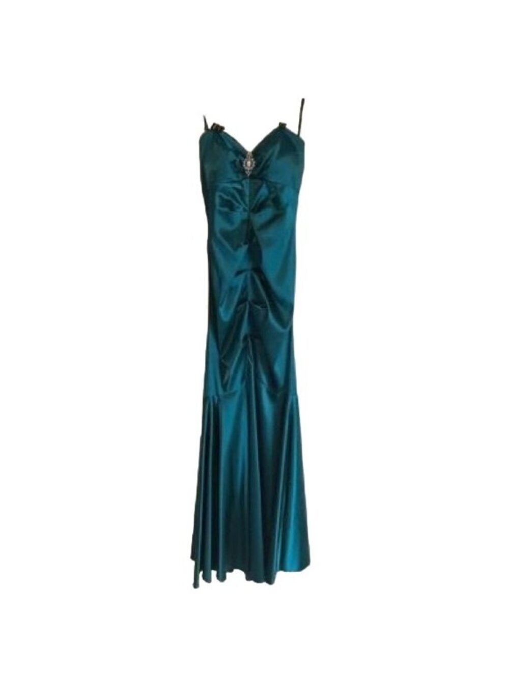 Jump Apparel formal dress. 5/6 Deep teal color. mermaid fit. Rhinestone accent a